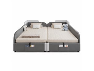 Lit avec rangement 2x90x200 cm MEUBLIV coloris bicolore