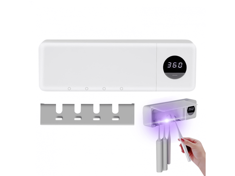 Porte-brosse à dents pour salle de bain, support de brosse à dents uv à fixation murale, affichage numérique, décoration de salle de bain - Conforama A