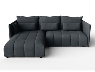 Canapé d'angle réversible convertible <strong>AX LIVING </strong> <strong>Gaziante</strong> 4 places Velours gris avec coffre de rangement