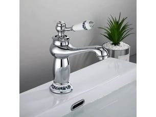 Robinet de lavabo en laiton céramique porcelaine noire et blanche col long rétro floral apporter de l'eau froide et chaude robinet d'eau