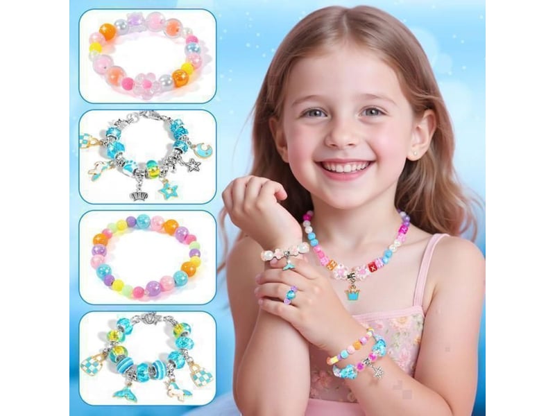  Kit bijoux princesse diy sans colle avec miroir 100 perles et 10 breloques licorne sirène arc en ciel 369645_AABEC73043_6_DROPFR - Conforama D
