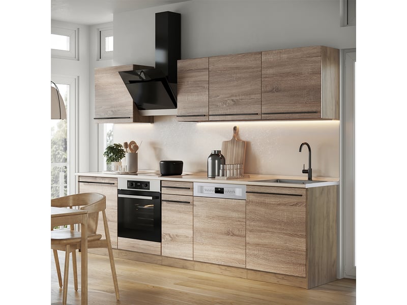  Vicco cuisine, sonomachêne doré, 280cm plan de travail anthracite  - Conforama C