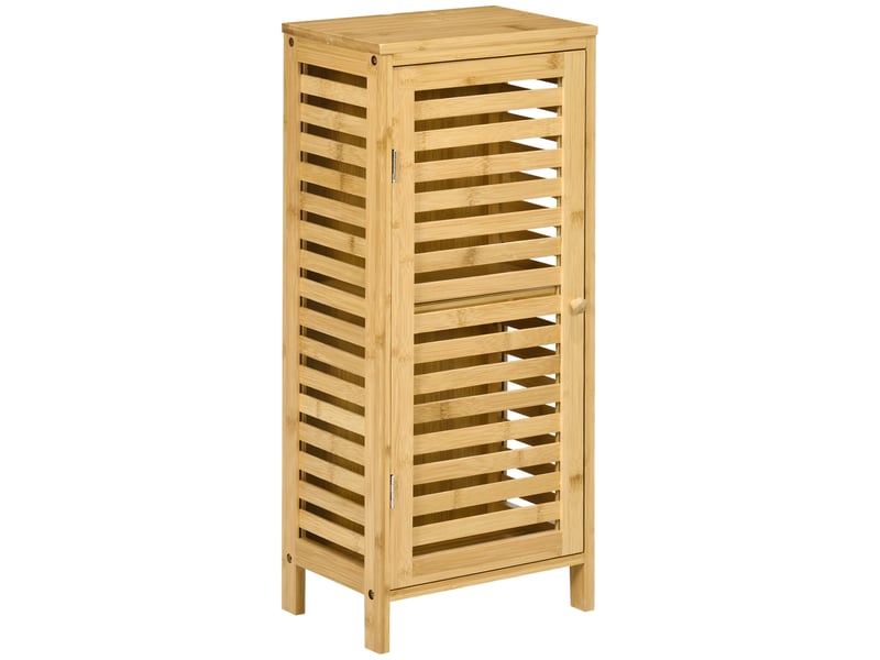  Meuble de salle de bain en bambou avec étagère réglable, 30 x 19,9 x 70 cm, couleur bois  - Conforama A