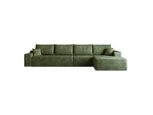 Canapé d'angle modulaire 4 places 340x175x83 cm avec méridienne en l assise profonde vert