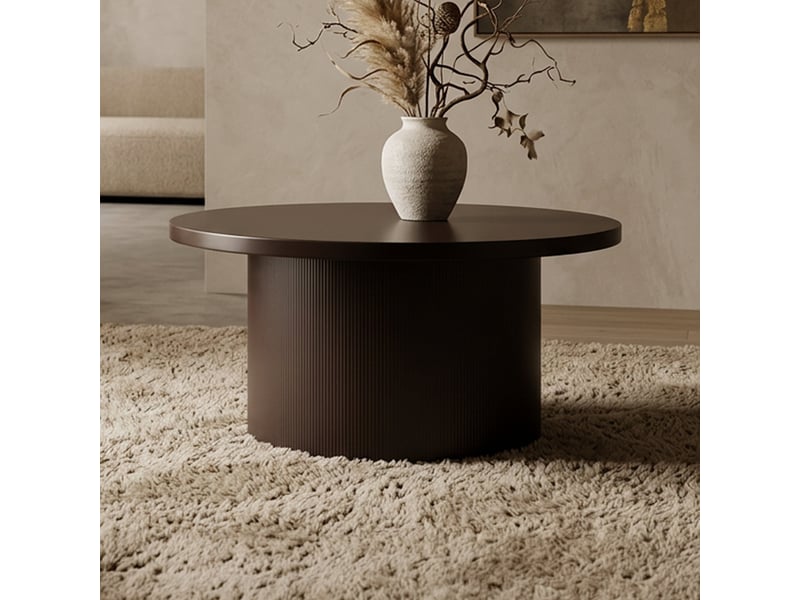  Table basse ronde plateau en marbre d'ingénierie marron  - Conforama B