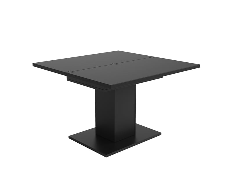 Table à manger carré extensible avec rangement 120x120x75,1 cm en mdf noir - Conforama R