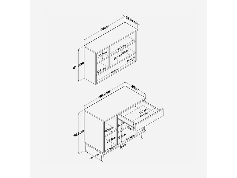  Buffet multiusage avec meuble haut et tiroir habitat  - Conforama D