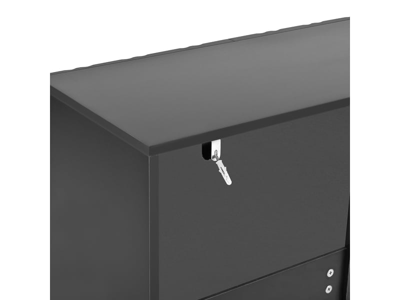  Buffet noir moderne 120x80cm, meuble de rangement 3 portes avec étagères réglables et pieds dorés en métal pour salon  - Conforama W