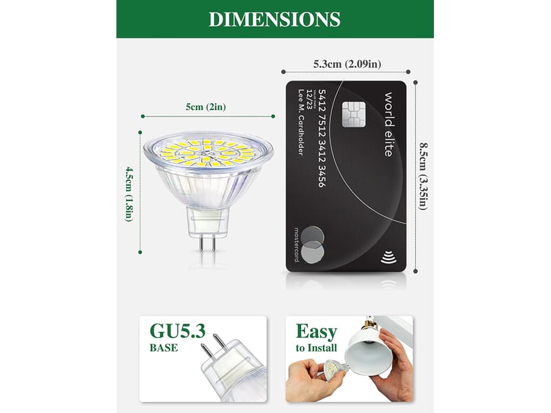  10 ampoules gu5.3 3w 6000k 12v mr16  - Conforama B