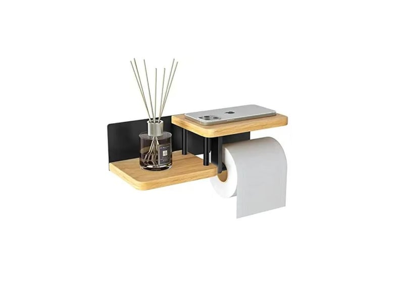 Porte papier toilette mural en bois avec étagères  - Conforama A