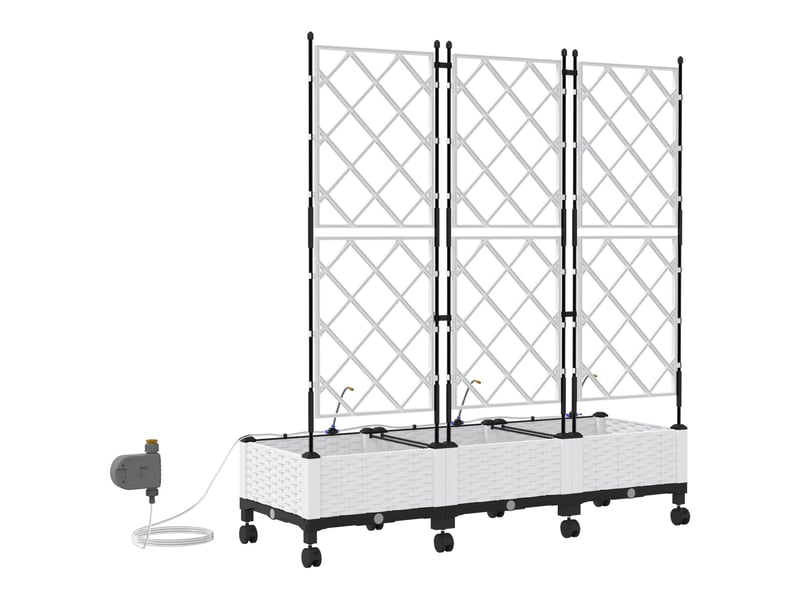 Jardinière - porte-plante de jardin avec irrigation et roues 3 pcs blanc pp - Conforama D