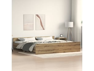 Lit adulte, lit double, cadre de lit avec tête de lit chêne artisanal 203x203x50cm cf2533