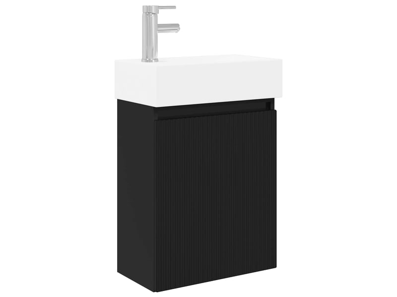  Meuble de rangement salle de bain avec robinet noir 45.5x22.5x84 cm shl9736  - Conforama A