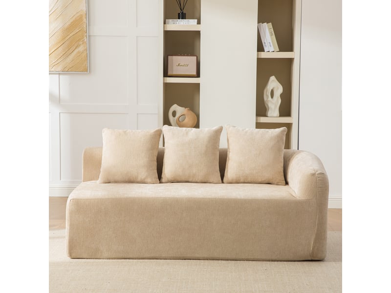  Canapé modulable chenille beige clair - salon moderne avec coussin et mousse haute élasticité pour confort quotidien  - Conforama R