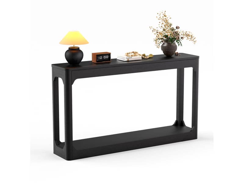  Table d'appoint 140x30x79 cm deux niveaux mdf noire  - Conforama A