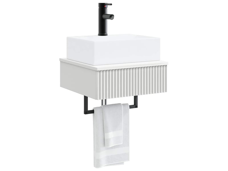 Basin de lavage mural, lavabo blanc 40x41x39 cm bois d'ingénierie - Conforama C