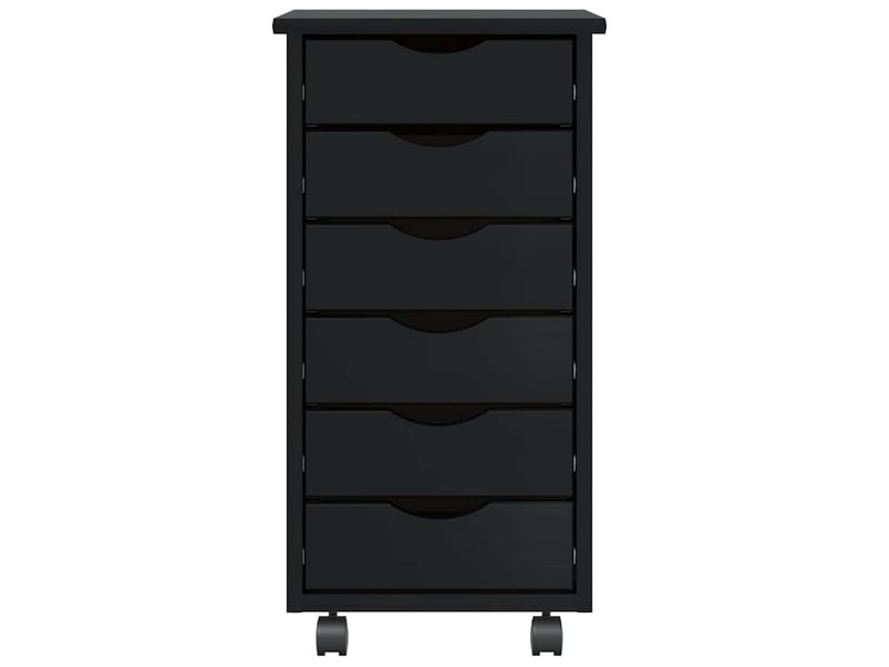  Armoire de rangement roulante avec tiroirs moss noir bois de pin solide  - Conforama C