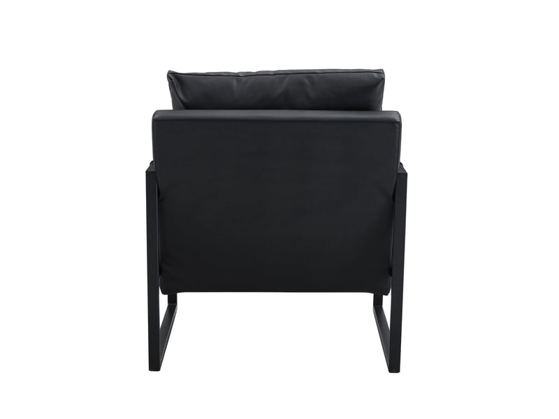  Fauteuil rembourré avec accoudoirs, métal et pu, noir  - Conforama A