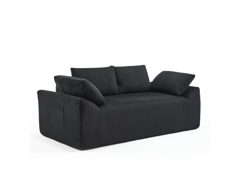  Canapé 2 places noir en tissu, canapé compact pour petit espace, assise profonde, accoudoirs arrondis, salon ou chambre  - Conforama A
