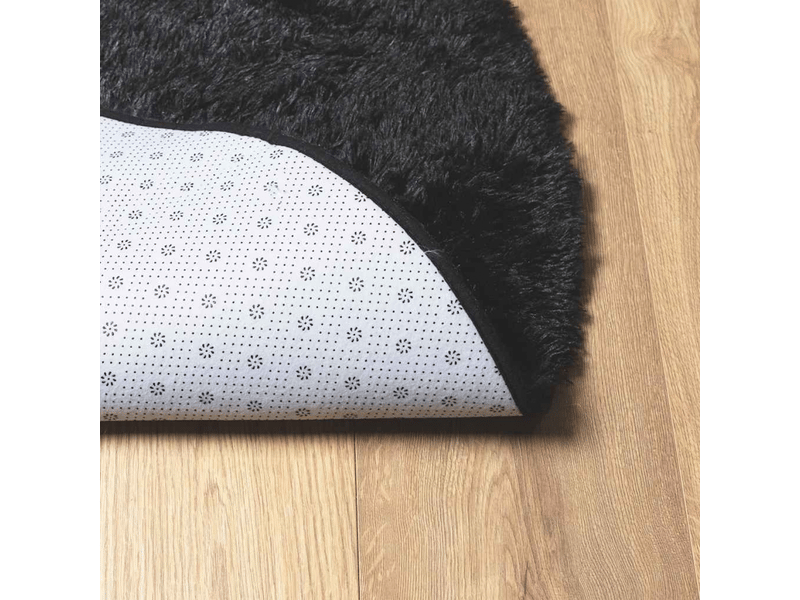  Tapis shaggy à poils longs navarra noir 120x120 cm polyester - comfortxl 4102902 - Conforama E
