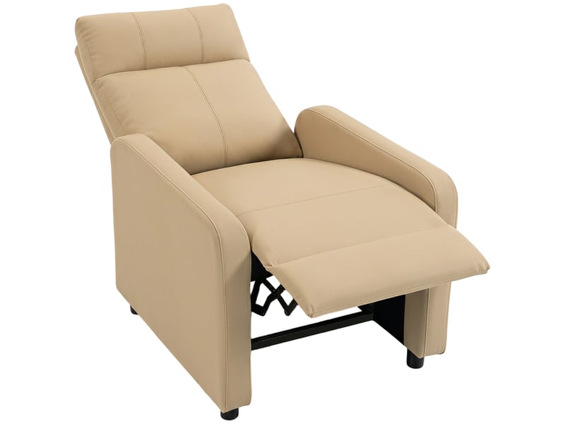 Fauteuil relax inclinable repose-pieds intégré synthétique beige  - Conforama E