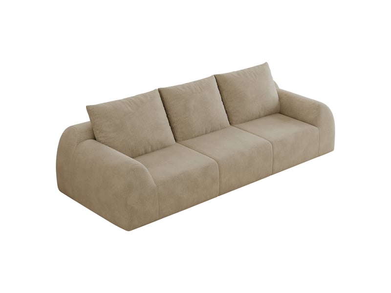  Canapé 3 places kaki en tissu chenille, longueur 257 cm, mousse haute densité, sans montage requis pour salon  - Conforama A