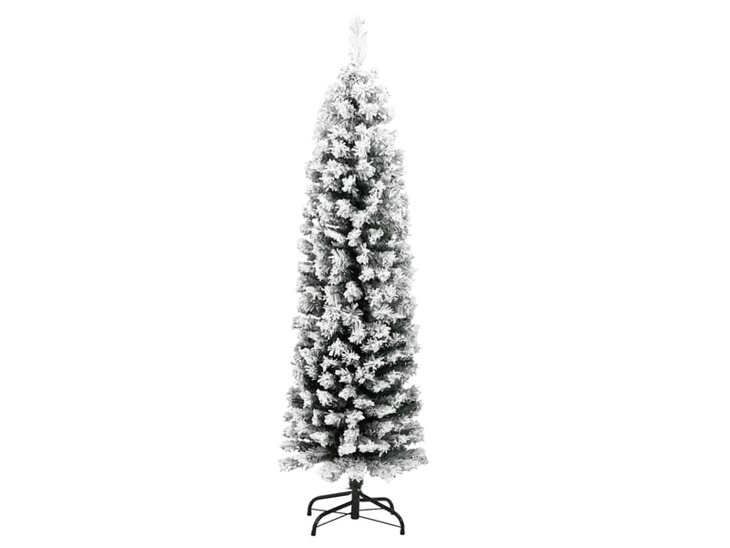  Sapin de noël artificiel, arbre de noël mince flocon de neige vert 150 cm pvc  - Conforama C