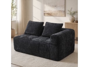 Canapé droit compressé fixe <strong>HAVRYA</strong> <strong></strong> 2 places Tissu noir