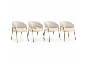 Lot de 4 chaises de salle à manger blanches avec pieds en fer doré