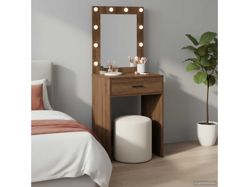 Coiffeuse, table de toilette chêne brun 50x41x135 cm bois d'ingénierie shl33790 - Conforama B