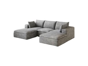 Canapé nuage velours côtelé 5 places gris foncé modulable 260cm