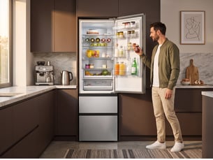 Refrigerateur combiné (congél en bas) froid Ventilé (no frost): sans givre HAIER HTW5620DNMGM -  largeur 59.5 cm x hauteur 205 cm