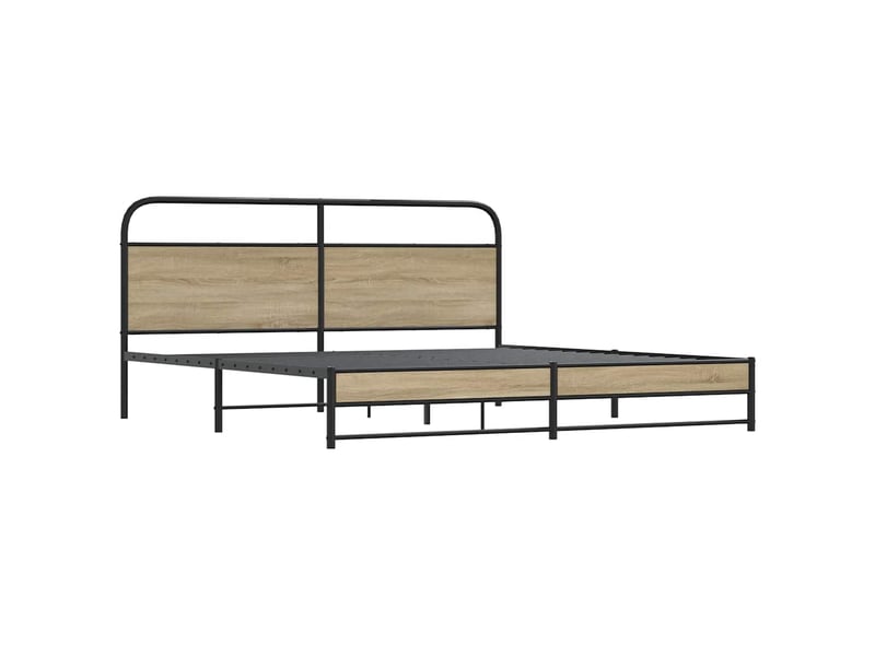  Lit double- lit adulte -  cadre de lit en métal sans matelas chêne fumé 200x200 cm  - Conforama B