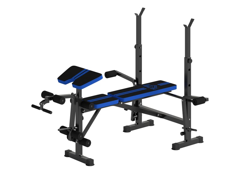  Banc de musculation avec dossier et support pour haltères réglables pour entraînement à domicile - noir  - Conforama B