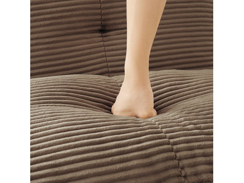 Canapé modulaire en l 4 places 382x177x69 cm, sans montage, assise moelleus, assise profonde 74 cm, en velours côtelé, marron - Conforama D