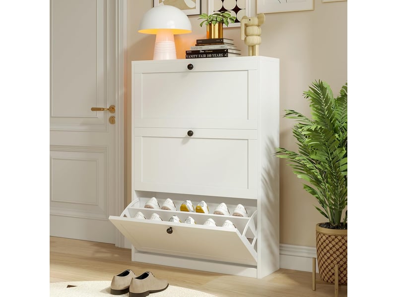  Étagère à chaussures étroite, meuble à chaussures 80x24x116cm (blanc)  - Conforama B