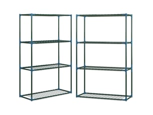 Lot de 2 étagères à plantes 70x27x110 cm vert en acier, 4 niveaux pour balcon, jardin et rangement modulable