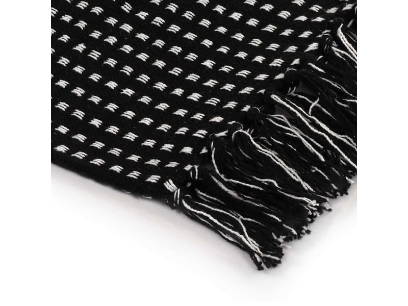 Couverture coton à carreaux 160x210 cm noir - Conforama D