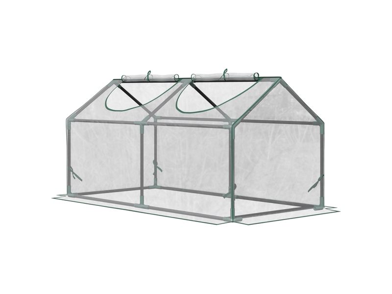 Serre de jardin mini serre 2 fenêtres enroulables couverture en pvc 120 x 60 x 60 cm transparent - Conforama B