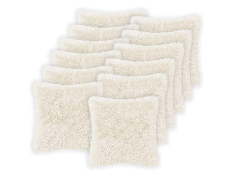 Lot de 12 coussins avec oreiller, coussins décoratifs heerlen blanc fleece pv cf50114 - Conforama A