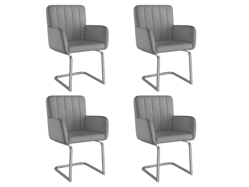  Chaise de salle à manger lot de 4 rembourrée avec accoudoirs et piètement en z, en polyuréthane et métal gris  - Conforama A