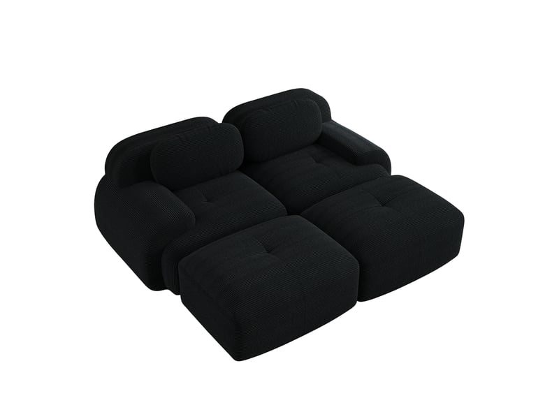 Canapé modulable, canapé 2 places, en velours tricoté, noir, sans structure, pour salon, mobilier pour espace de vie, chambre - Conforama E