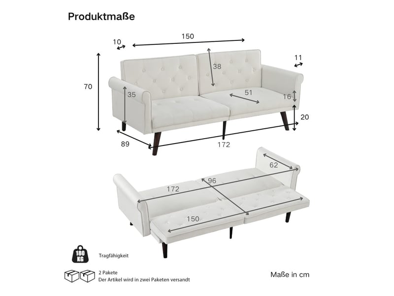  Canapé-lit 2 places convertible beige velours, dossiers réglables 5 positions DE-C-032-CBED-BG - Conforama C