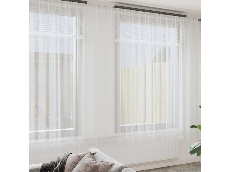 Rideau en dentelle, rideau ajouré, voilage blanc 280 x 750 cm polyester cf43789 - Conforama B