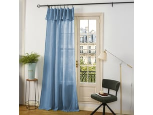 Rideau ajustable 140 x 270 cm + 8 anneaux pinces effet lin evasion bleuet