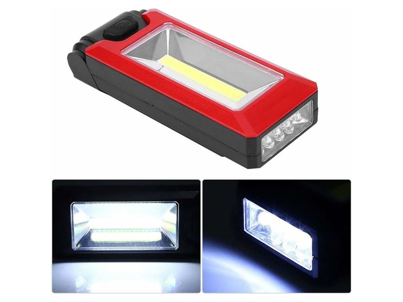  3w cob led lampe de travail lampe de poche torche poche crochet magnétique lampe suspendue pour camping en plein air randonnée rouge  - Conforama D