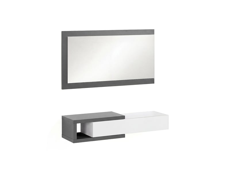  Armoire de couloir derek avec miroir gris grafito - blanco artik (blanco mate) 95 x 19 x 26 cm REC26A01GA - Conforama B