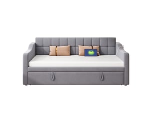 Lit simple 90x200 cm PHOEBE CAT coloris gris