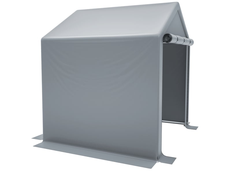  Abri de rangement gris foncé en acier galvanisé et bâche pe 170 gm², avec porte enroulable pour le jardin  - Conforama D
