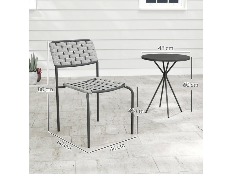 Salon de jardin 2 places en résine tressée gris avec fauteuils empilables et table basse - Conforama C